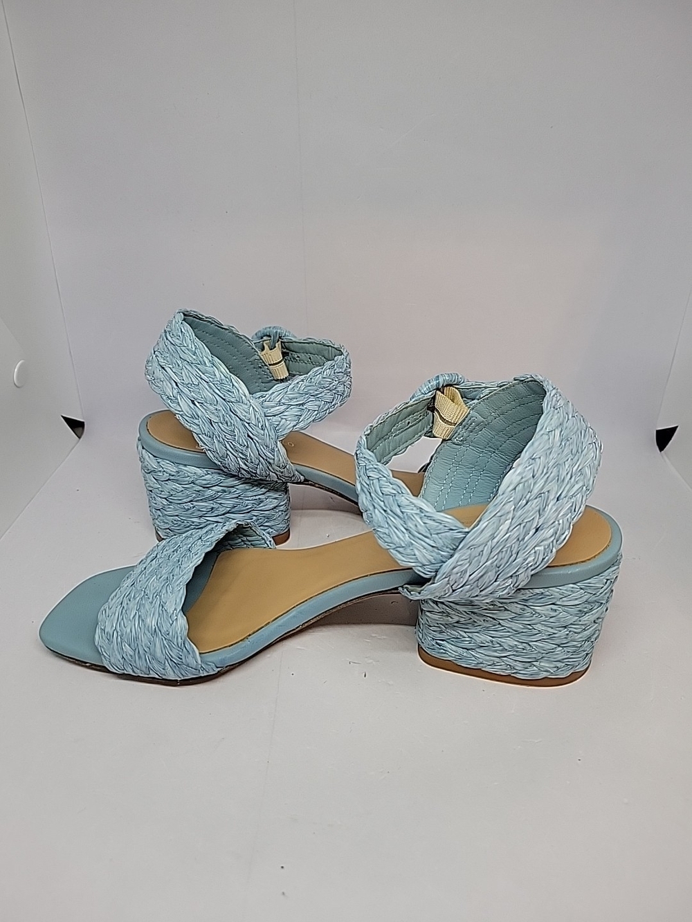 Paloma Barcelo Braided Wedge Sandals in Light Blue